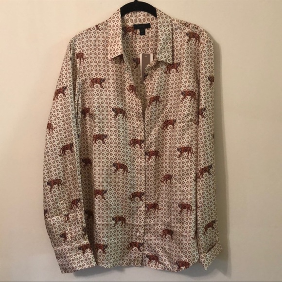 NWT J. Crew silk tiger print shirt | Size 16 - Picture 3 of 7